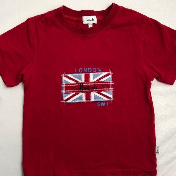 Harrods Union Jack flag red multicolor short sleeve t-shirt - Picture 3 of 3